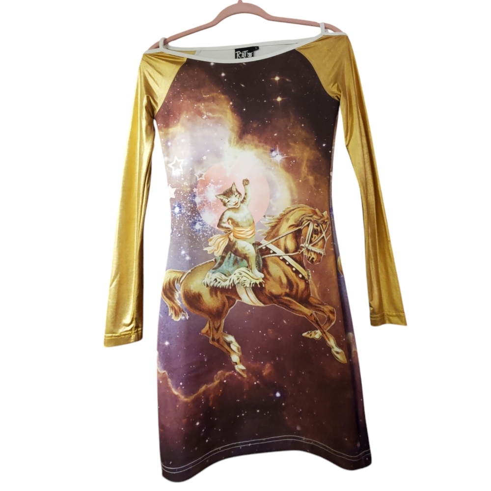 Rat Baby brand Cat riding Horse bodycon tight dress size small